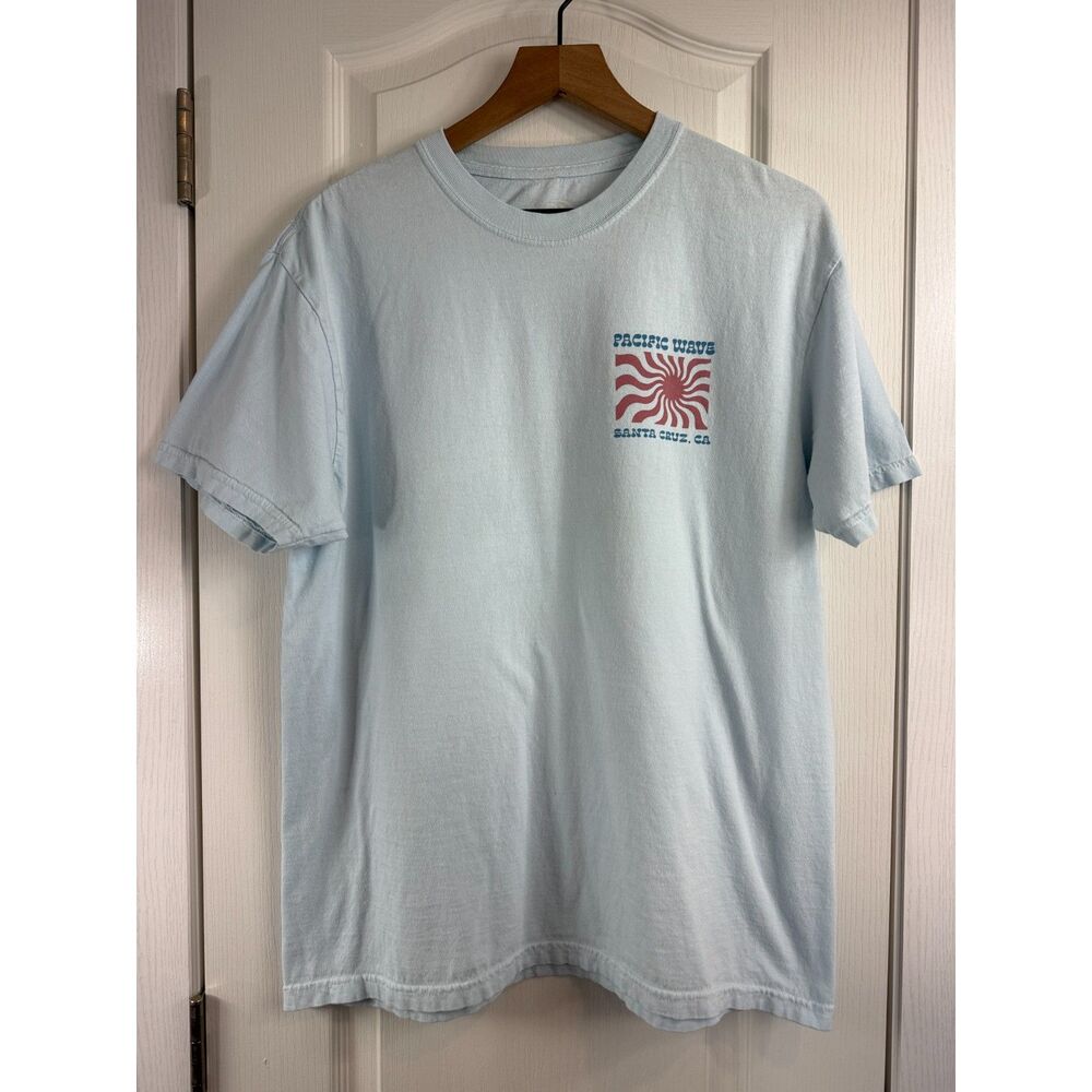 Pacific Wave Santa Cruz California Light Blue Short Sleeve T Shirt Adult L Large